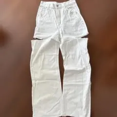 GRL ホワイト カットオフデニムパンツ