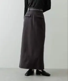 センスオブプレイス　フロントポケットペンシルスカート　Sサイズ　チャコールグレー