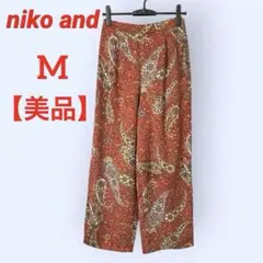 niko and …ニコアンド レトロ調ペイズリー柄ワイドパンツオンジ系 Mは