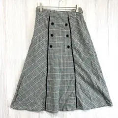 クティール ダブルボタン 千鳥格子柄 フレアスカート チェック柄 F