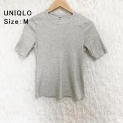 a319ユニクロ トップス カットソー M グレー シンプル  カジュアル