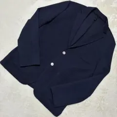 【美品】エポカウォモ シアサッカージャケット ネイビー 50 XL 三陽商会のサムネイル