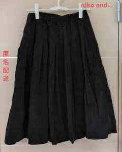 【古着】nikoand… コーデュロイ膝丈フレアスカート BLACK