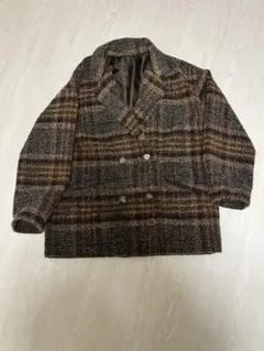 GRL Fサイズ チェック柄ダブルボタンコート