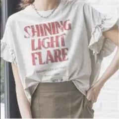 グローバルワーク　ヘビロッTEEフリルプリント半袖