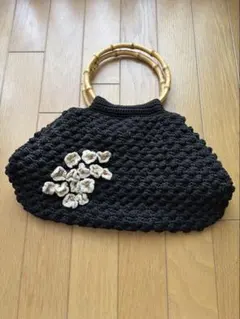ハンドバッグ　黒　バンブーハンドルバッグ
