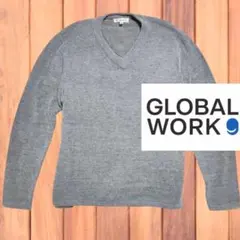 GLOBAL WORK ふわトロ Vネックウール混セーター ニット長袖シャツ