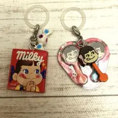 ペコちゃんお菓子のめじるしアクセサリーミルキー　ペコポコチョコレート２個セット