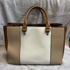 合成皮革ハンドバッグ ベージュブラウン