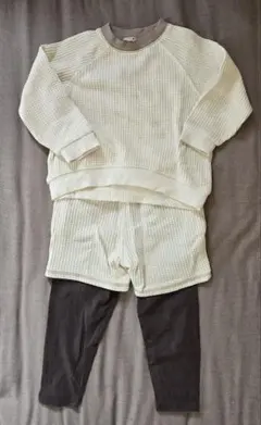 petit main ワッフル生地 セットアップ 100cm