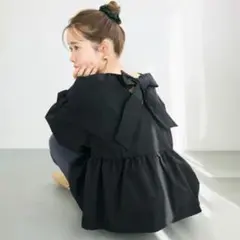 パリフワバックリボンブラウス　ブラック