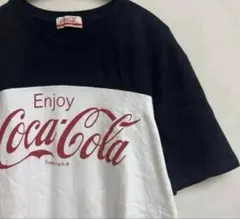 【新品】コカコーラ　企業Tシャツ L 白　黒　ビッグロゴ　ツートン　プリントのサムネイル