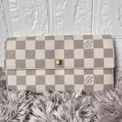 ルイヴィトン　ダミエアズールキャンバス　ホワイト　長財布　ポルトフォイユサラ