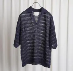 BORDER MESH KNIT SKIPPER POLO SHIRT
