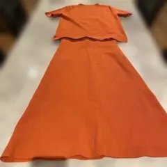 Mila Owen オレンジ ニットスカートセットアップ　半袖