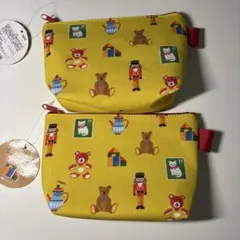ジャーマントリップ　イエロー 柄 ポーチ2個セット　まとめ売り　小物入れ
