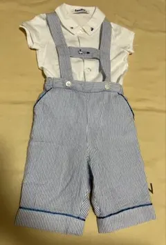 未使用に近いファミリア　シャツ　サスペンダー付きパンツのセット