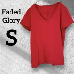 Faded Glory 【S】赤 Vネック Tシャツ トップス 海外古着