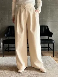 月末まで値下げ中❤️【ZOZO限定品】ワイドスラックス ワイドパンツ ウール混紡M