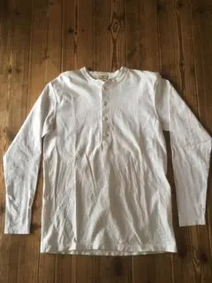 グッドウエア　長袖ヘンリーTシャツUSA制　白