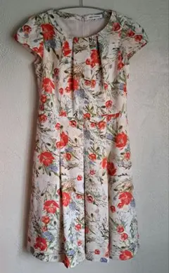 【美品】日本製　ブルーセレステ　花柄　ワンピース　M