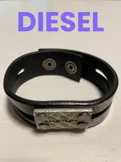 DIESEL ブラックレザーブレスレット