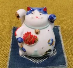 【美品】招き猫 貯金箱 陶器 Ryuko 龍虎作 縁起物 開運 富士山 鯛 鶴亀