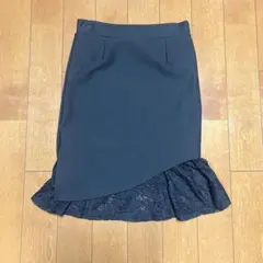 【美品】タイトスカート レース 黒 マーメイド調 ストレッチ エレガント