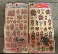 モンチッチ うるちゅるポップシール　赤 ピンク 2枚セット