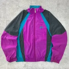 90s ナイキ ナイロンジャケット 銀タグ 古着 短丈 y2k ナス紺 90年代 銀タグ NIKE ナイキ ナイロンジャケット メンズM-L相当