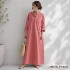 OMEKASI 綿100%ロングワンピース ゆったり Fのサムネイル