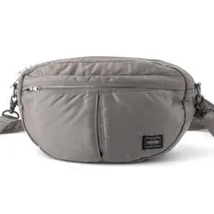 A066【ポーター／タンカー】ショルダーバッグ　オーバル　ナイロン　シルバー