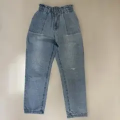 ライトブルー ハイウエスト デニムパンツ