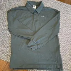 NIKE 長袖ポロシャツ グリーン XS