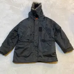 MORFEX-30 中綿ミリタリージャケットL黒 ファー付フード 防寒　メンズ