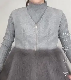 Bebeod 2025　新品　スカラップデザインリブニット　グレー