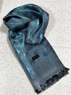 新品未使用　大判ストール　100%シルク ブルー系　エレファント柄
