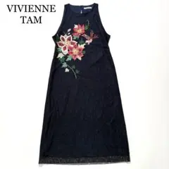 美品VIVIENNE TAM ノースリーブワンピース 0 オレンジ パワーネット