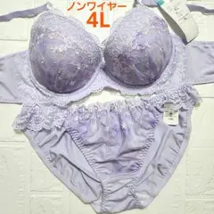 4L 新品未使用 ノンワイヤー ブラショーツセット 3661 ラベンダー 花柄