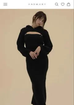 ANDMARY ファー付きニットセットアップワンピース - メルカリ