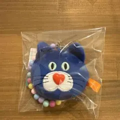 mojojojo ビーズチェーン付きフェイスマスコット　青　ねこ