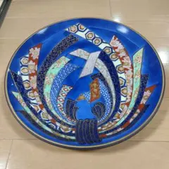 有田焼 哲山作 染錦熨斗絵 飾り皿 直径約37cm