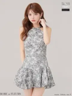 ROBE de FLEURS フラワープリントドレス xsサイズ グレー系