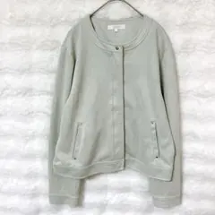 グローブ スエード調 ノーカラージャケット 金ボタン 上品 きれいめ ゆったり
