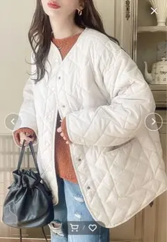 キルティングコート 白