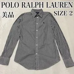 ラルフローレン　美品　ストライプ　長袖　BDシャツ ポニーロゴ　刺繍　レディース