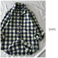 ◯SHIPS【洗える】配色 チェック コットン シャツ ブラウス