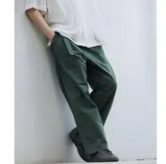 コットン リネン ベルテッド ワイド カット ベイカー パンツ