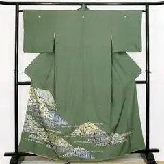 5610■　花木風景吉祥文様　京友禅　金彩色留袖　三つ紋　美品