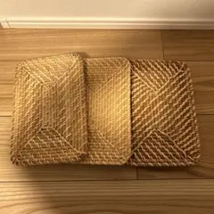 無印良品「重なるラタン長方形ボックス」フタのみ3個